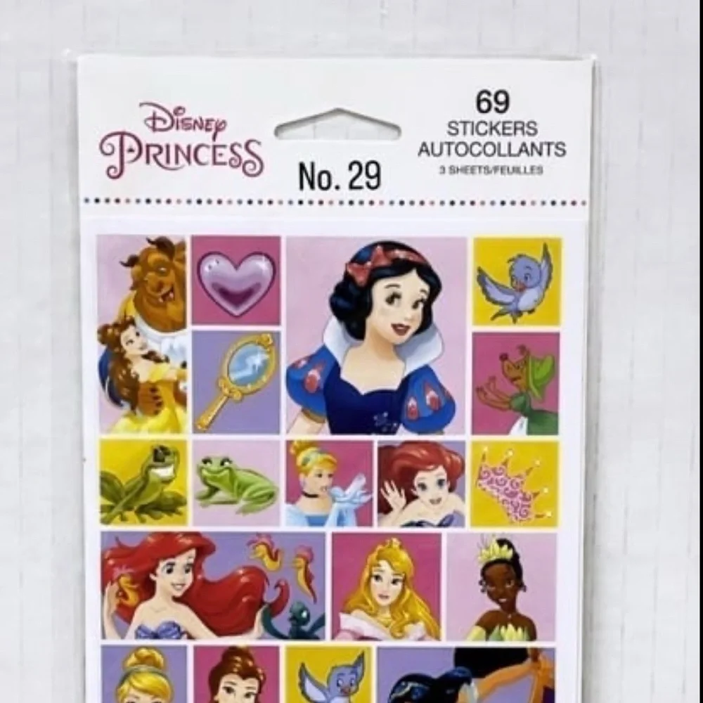 Disney Princess Stickers / 3 Sticker Sheets - 69 Pcs